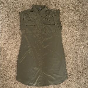 Express Olive Green Sleeveless Shirt Dress
